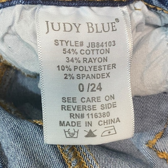 JUDY BLUE - SZ. 0 / 24 - SUPER FLARE FIT - BELL BOTTOM DISTRESSED STAR - B7 - Picture 14 of 15